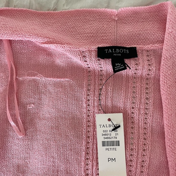 Talbots Linen blend Pink Cardigan Sweater Open Front Long Length - Picture 5 of 10